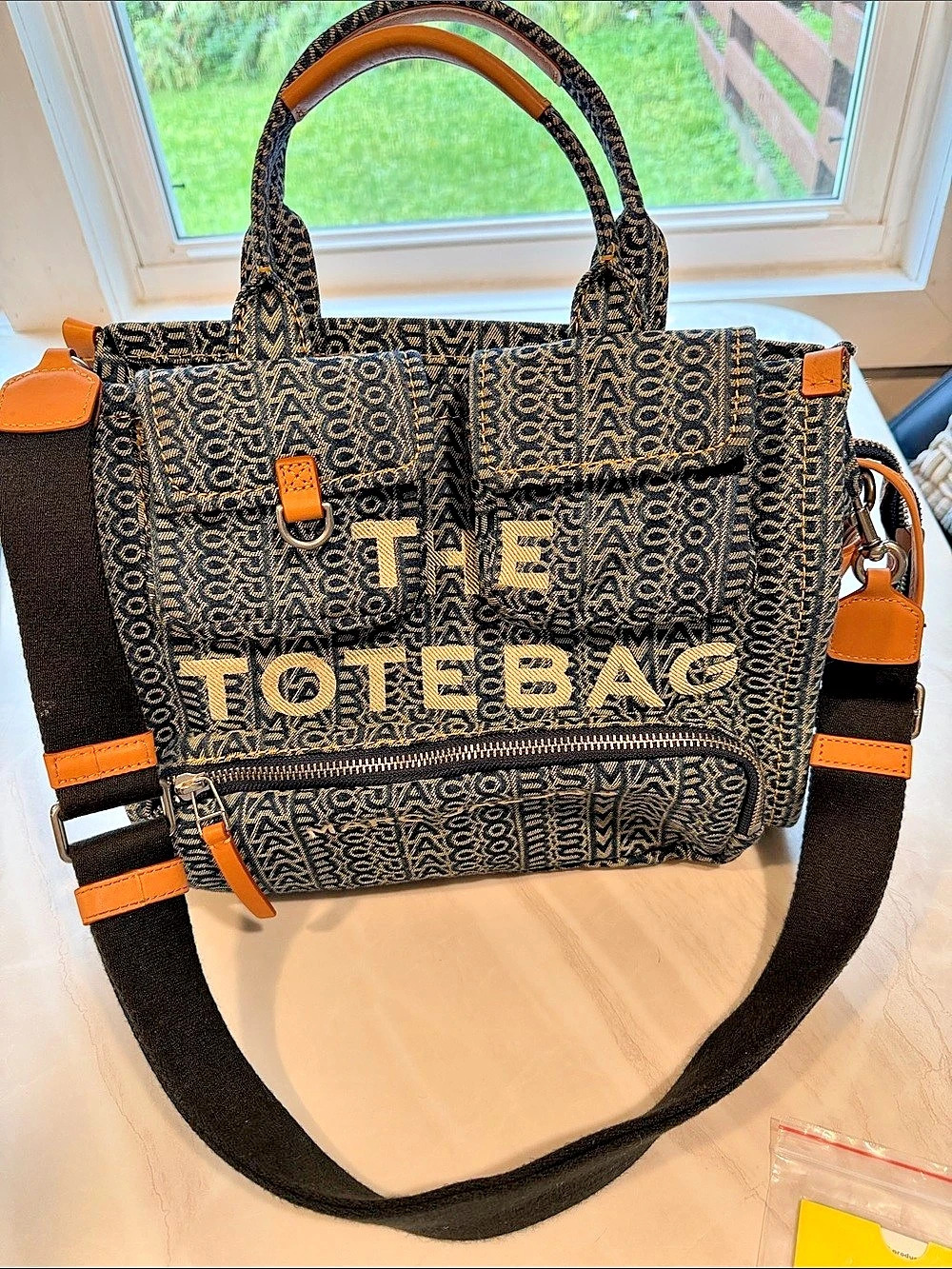 Marc Jacobs The Cargo Monogram Denim Medium Tote Bag Black & Brown
